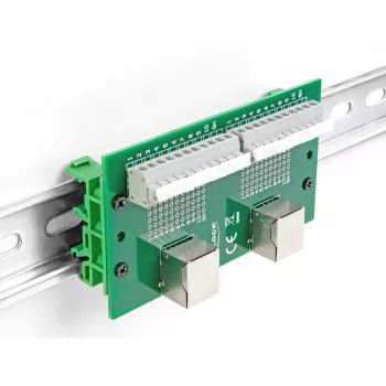 DeLOCK RJ50 2 x female to 2 x Terminal Block with push-button for DIN rail
