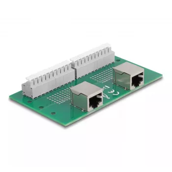 DeLOCK RJ50 2 x female to 2 x Terminal Block with push-button for DIN rail
