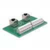 DeLOCK RJ50 2 x female to 2 x Terminal Block with push-button for DIN rail angled