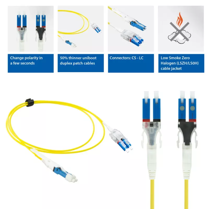 ACT 2 meters Singlemode 9/125 OS2 Polarity Twist uniboot duplex fiber patch cable with CS - LC connectors