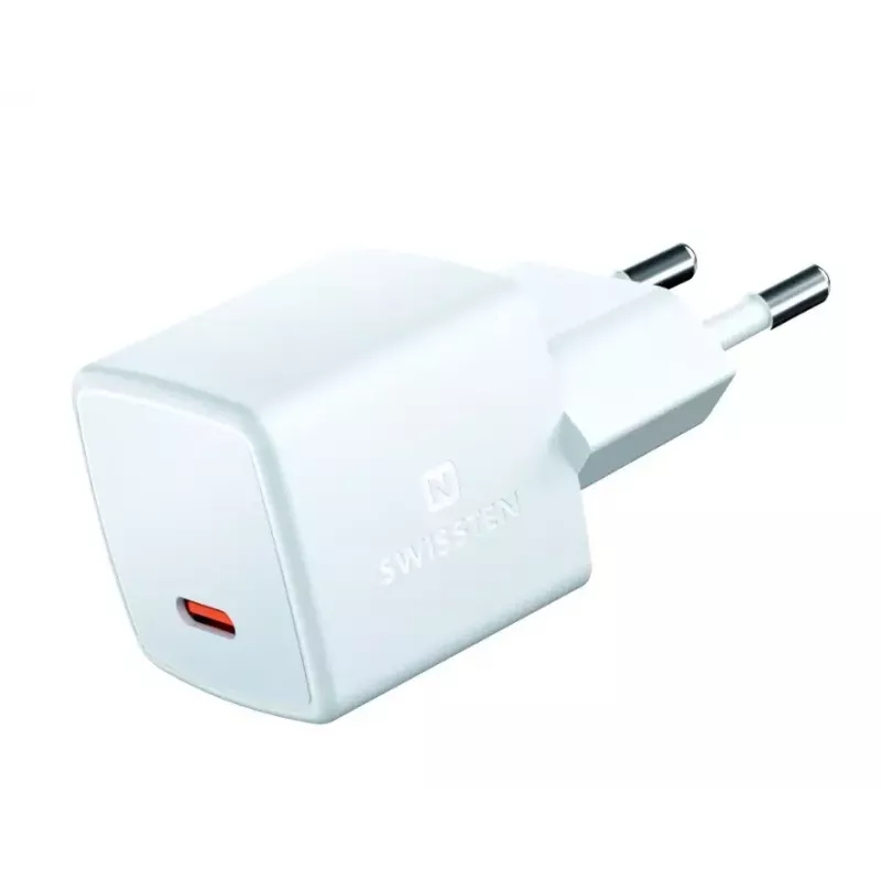 SWISSTEN Mini Travel Charger GaN 25W PD USB-C fast charger for phones and tablets