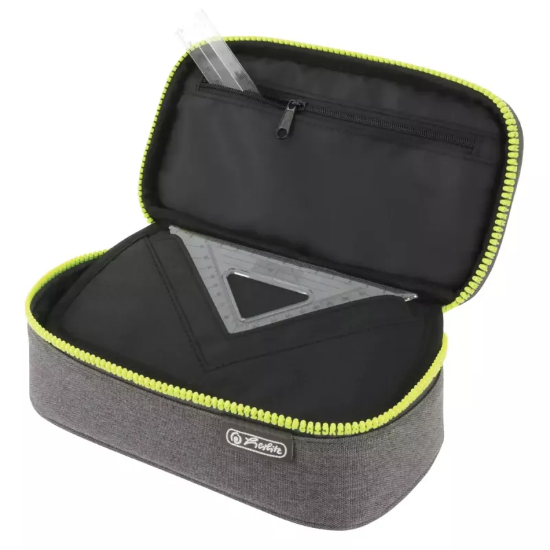 Pencil Case Herlitz beatBox ABC Polyester Grey Yellow 225x120x70mm