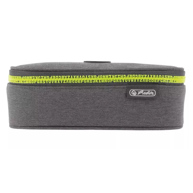 Pencil Case Herlitz beatBox ABC Polyester Grey Yellow 225x120x70mm