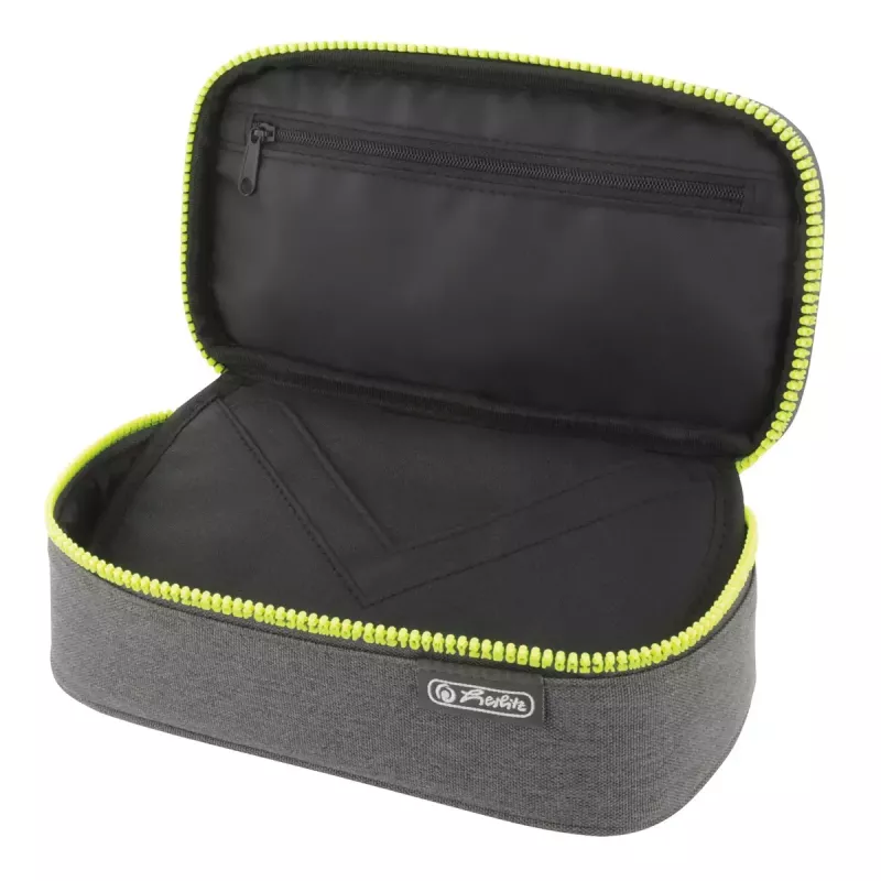 Pencil Case Herlitz beatBox ABC Polyester Grey Yellow 225x120x70mm
