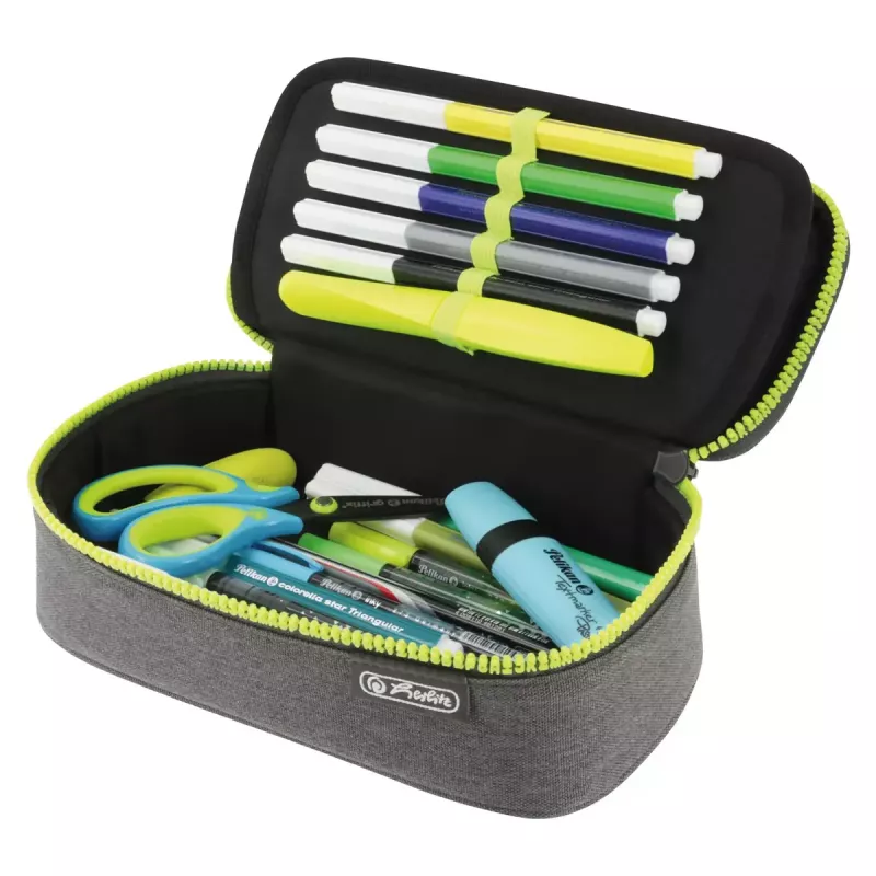 Pencil Case Herlitz beatBox ABC Polyester Grey Yellow 225x120x70mm