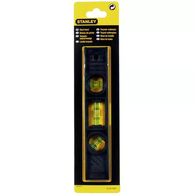 Torpedo Level Stanley 0.2m Black Accuracy 2mm/m