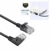 ACT Black 2 meters U/UTP CAT6A LSZH Slimline patch cable with RJ45 connectors 90° angled right to straight
