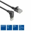 ACT Black 1 meter U/UTP CAT6A LSZH Slimline patch cable with RJ45 connectors 90° angled down to straight