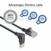ACT Black 1 meter U/UTP CAT6A LSZH Slimline patch cable with RJ45 connectors 90° angled down to straight