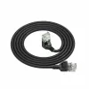 ACT Black 2 meters U/UTP CAT6A LSZH Slimline patch cable with RJ45 connectors 90° angled down to straight