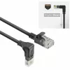 ACT Black 2 meters U/UTP CAT6A LSZH Slimline patch cable with RJ45 connectors 90° angled down to straight