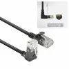 ACT Black 5 meters U/UTP CAT6A LSZH Slimline patch cable with RJ45 connectors 90° angled up to straight
