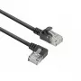 ACT Black 0.25 meters U/UTP CAT6A LSZH Slimline patch cable with RJ45 connectors 90° angled left to straight
