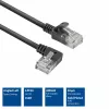 ACT Black 0.25 meters U/UTP CAT6A LSZH Slimline patch cable with RJ45 connectors 90° angled left to straight