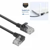 ACT Black 0.25 meters U/UTP CAT6A LSZH Slimline patch cable with RJ45 connectors 90° angled left to straight