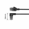 ACT Black 0.5 meters U/UTP CAT6A LSZH Slimline patch cable with RJ45 connectors 90° angled right to straight