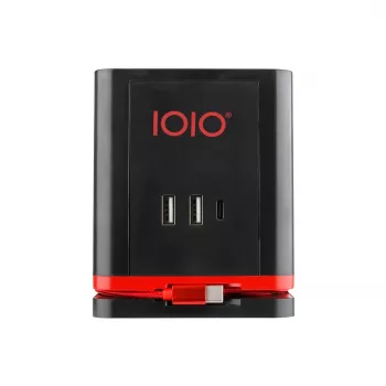 Power extension cube Olympia SW 1000 with 3 AC outlets, 1.5 m cable, 230 V, 16 A, Black/Red