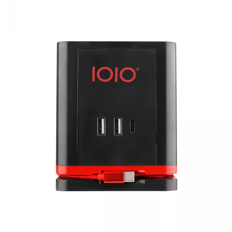 Power extension cube Olympia SW 1000 with 3 AC outlets, 1.5 m cable, 230 V, 16 A, Black/Red