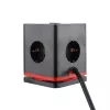 Power extension cube Olympia SW 1000 with 3 AC outlets, 1.5 m cable, 230 V, 16 A, Black/Red