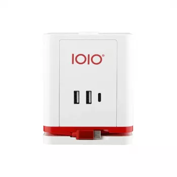 Power extension cube Olympia SW 1000 – 3 AC outlets, 1.5 m cable, 230V/16A, red and white