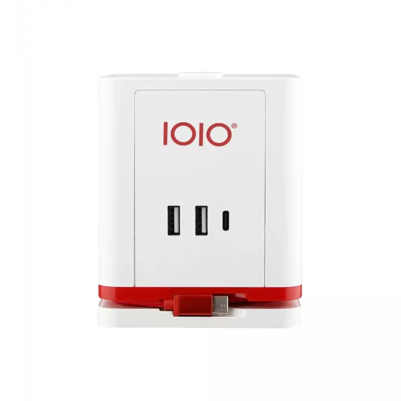 Power extension cube Olympia SW 1000 – 3 AC outlets, 1.5 m cable, 230V/16A, red and white
