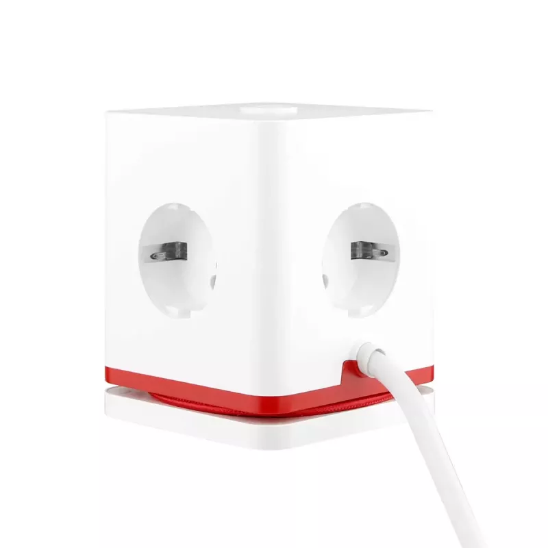 Power extension cube Olympia SW 1000 – 3 AC outlets, 1.5 m cable, 230V/16A, red and white