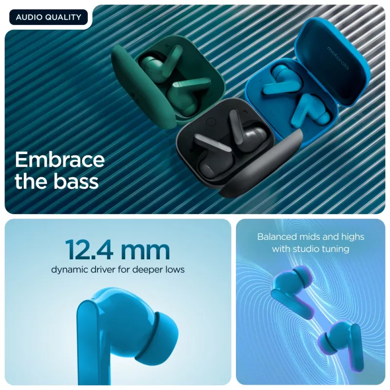 Motorola Moto Buds Bass Headset True Wireless Stereo (TWS) In-ear Calls/Music Bluetooth Blue