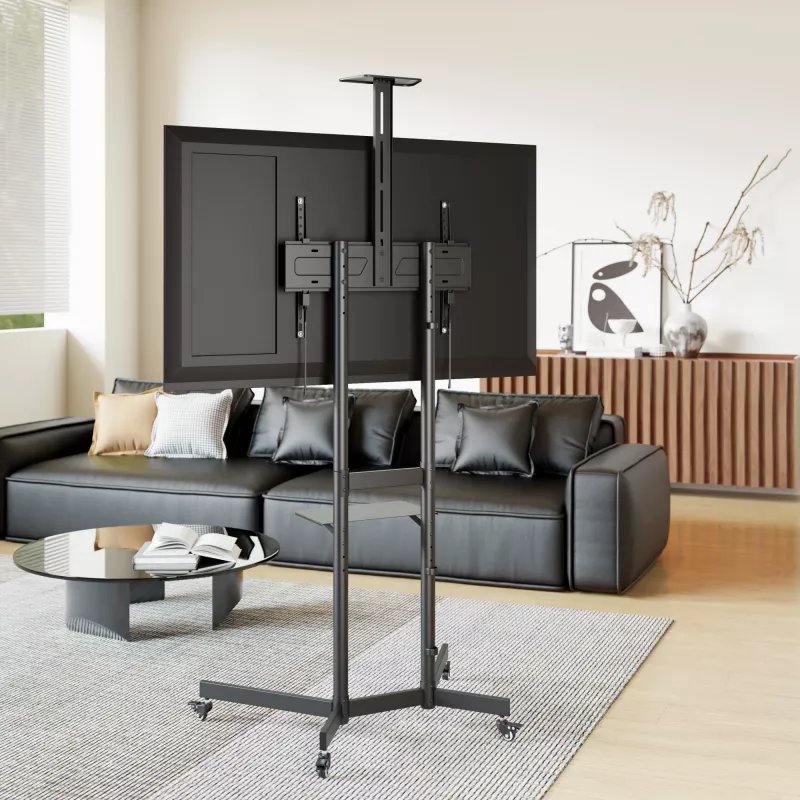 TV Trolley EQUIP 37 inch–70 inch Economy for 37–70 inch screens, 70 kg capacity, VESA 100x100–600x400, height 1337–1430 mm, tilt -10°–5°, black