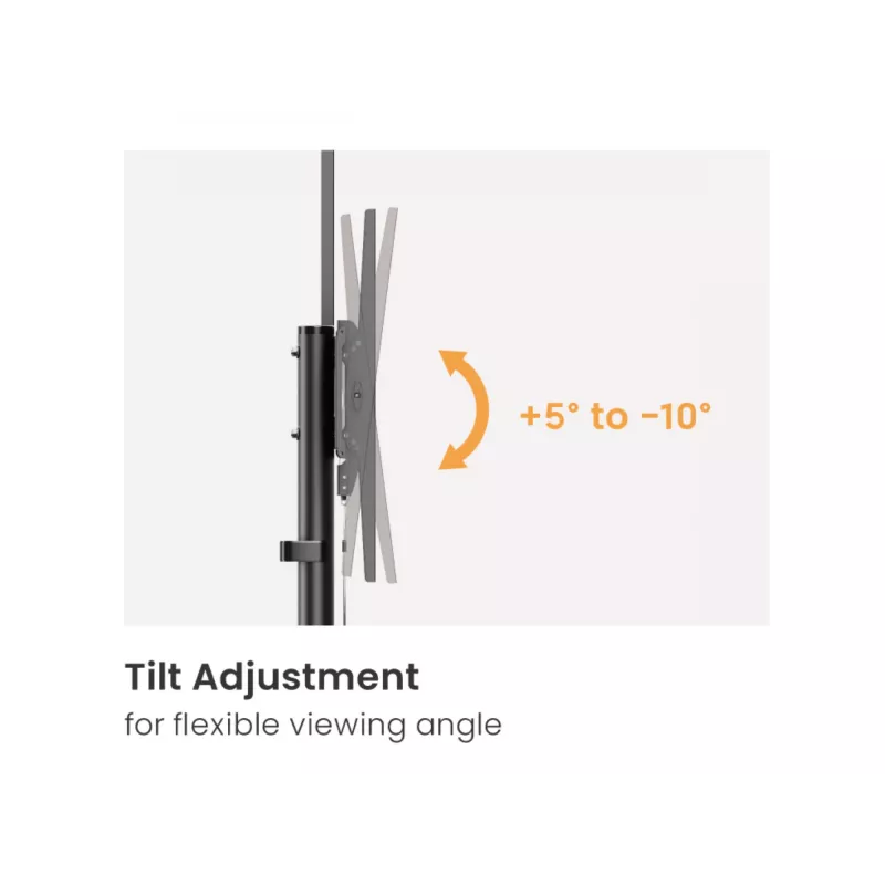 TV Trolley EQUIP 37 inch–70 inch Economy for 37–70 inch screens, 70 kg capacity, VESA 100x100–600x400, height 1337–1430 mm, tilt -10°–5°, black
