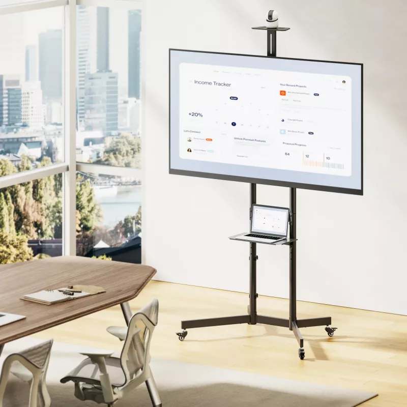 TV Trolley EQUIP 37 inch–70 inch Economy for 37–70 inch screens, 70 kg capacity, VESA 100x100–600x400, height 1337–1430 mm, tilt -10°–5°, black