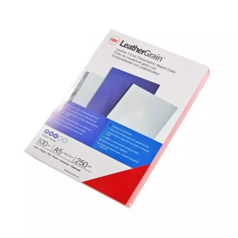 GBC Binding Cover A5 Leather Grain 250gsm, A5, Carton, Black, 100 pc(s)