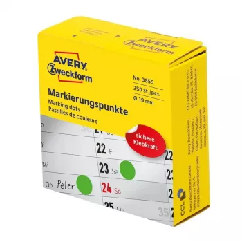 Self-adhesive round labels Avery Zweckform 3855 — Green, permanent adhesive, Ø 1.9 cm, 250 pcs