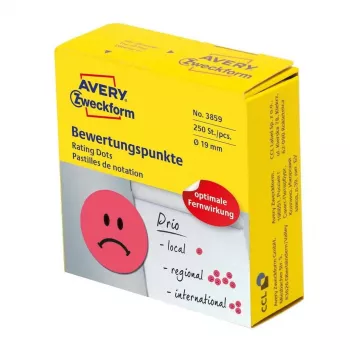 Avery 3859 self-adhesive label Circle Permanent Red 250 pc(s)