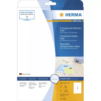 Self-adhesive label HERMA A4 Rectangle Permanent Transparent