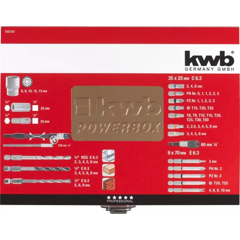 Drill bit set KWB 106300 67 pcs