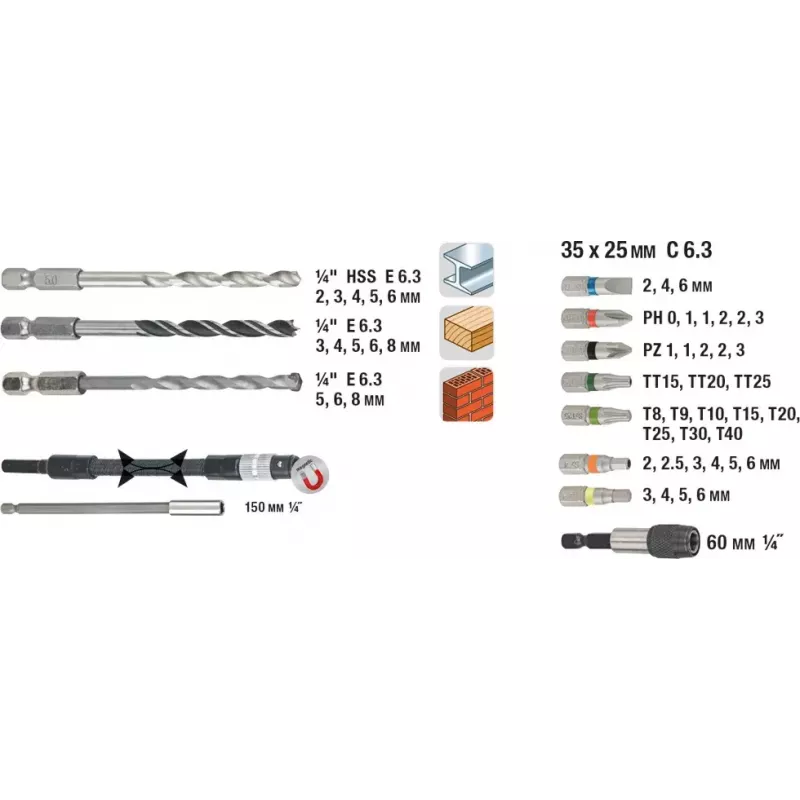 Drill bit set KWB 106300 67 pcs
