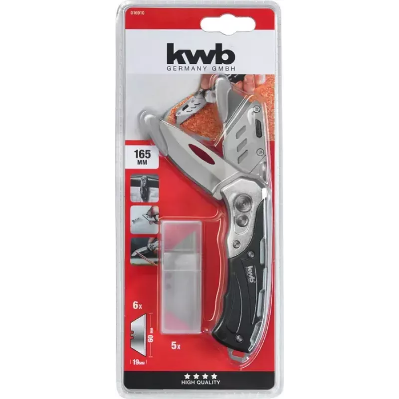 Multi-tool knife KWB 016910 Locking blade knife Black Drop point