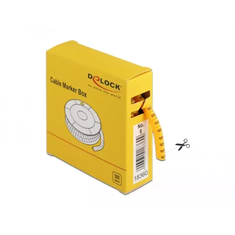 Cable Marker DeLOCK Box No. 6 Yellow 500 pcs