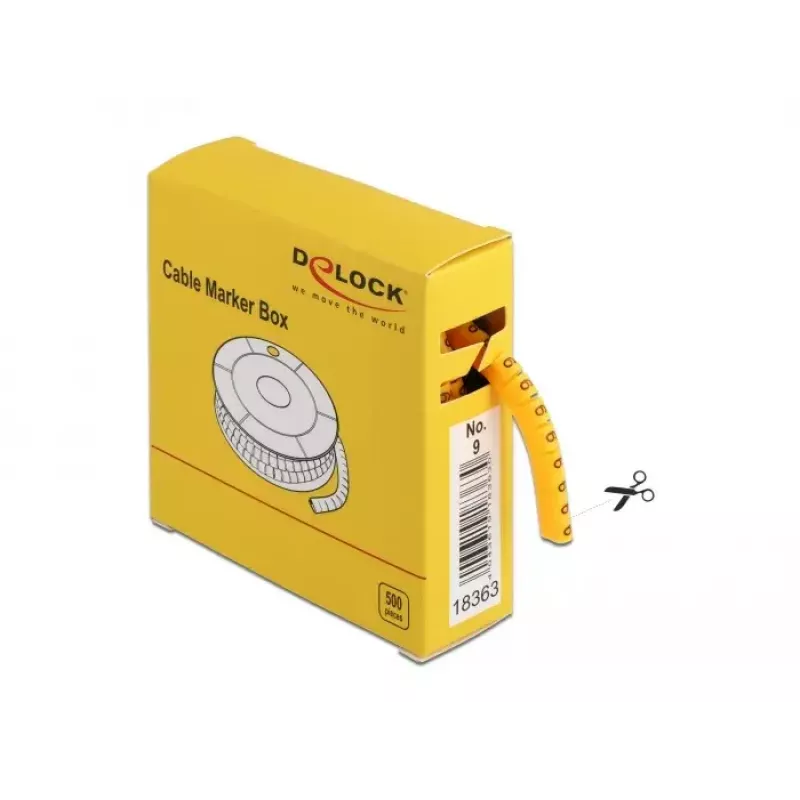 Cable Marker Box DeLOCK Nr 9 Yellow 500 pcs