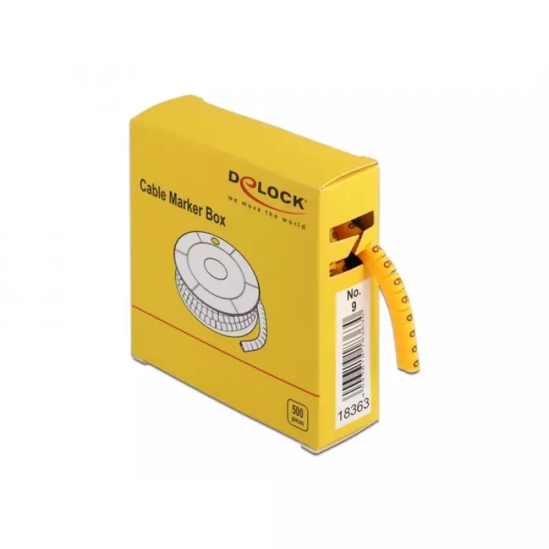 Cable Marker Box DeLOCK Nr 9 Yellow 500 pcs