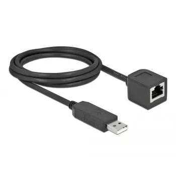 Serial Connection Cable DeLOCK 64165 USB 2.0 Type-A to RS-232 RJ45 2m Black