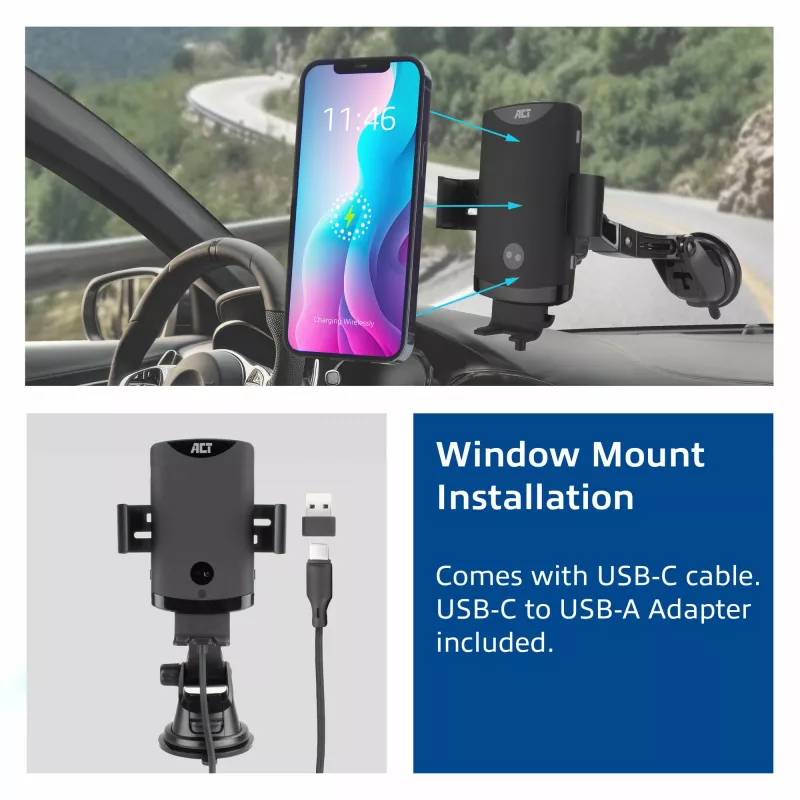ACT Automatic smartphone car mount AC9010 with wireless charging