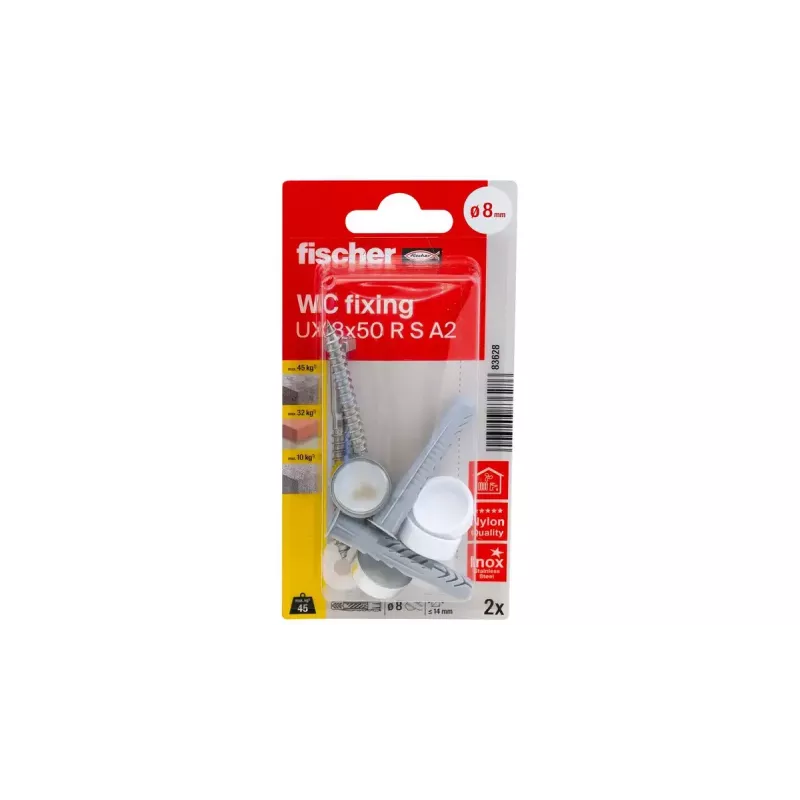 Screw & wall plug kit Fischer 83628 suitable for brick concrete