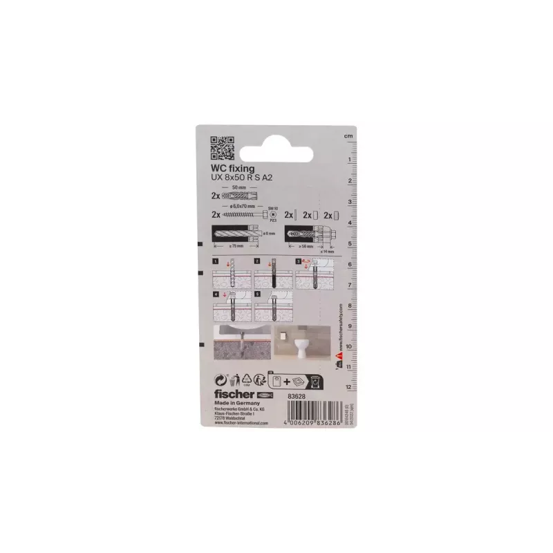 Screw & wall plug kit Fischer 83628 suitable for brick concrete