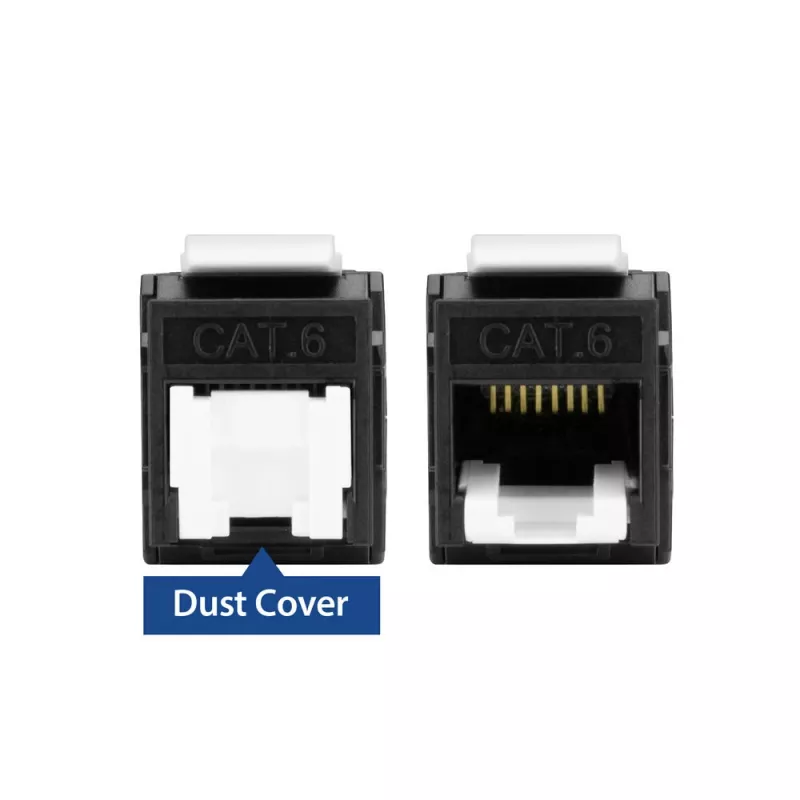 ACT Keystone Jack RJ45 CAT6 Unshielded toolless with shutter, black