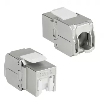 ACT Keystone Jack RJ45 CAT6 Shielded toolless with shutter Silver White