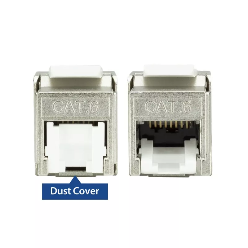 ACT Keystone Jack RJ45 CAT6 Shielded toolless with shutter Silver White