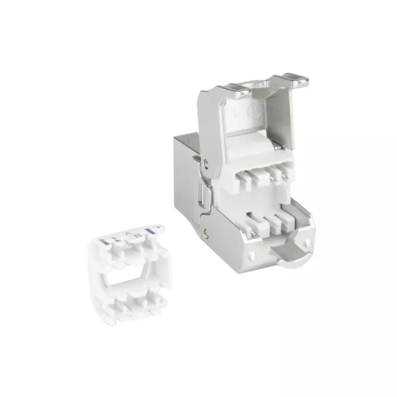 ACT Keystone Jack RJ45 CAT6 Shielded toolless with shutter Silver White