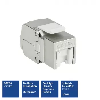 ACT Keystone Jack RJ45 CAT6A Shielded toolless with dust cover