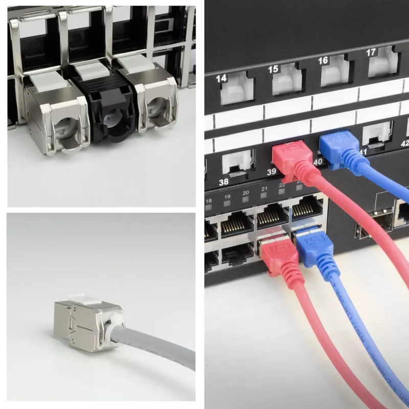 ACT Keystone Jack RJ45 CAT6A Shielded toolless with dust cover